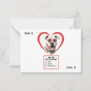 Customisable Dogo Argentino Valentine Note Card
