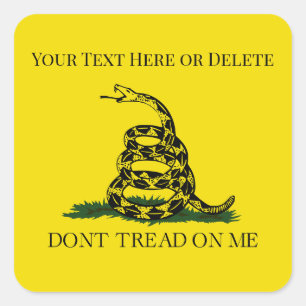 Customisable Don't Tread on Me Snake Gadsden Flag Square Sticker