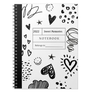 Customisable Doodle White Notebook 