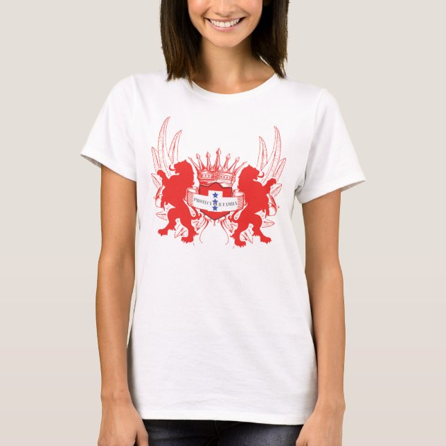 Customisable Double Lions 3 Yellow Stars Prtct Fam T-Shirt (Front)