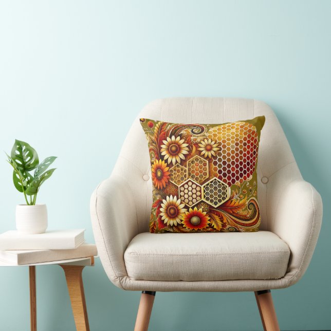 Customisable Double-Sided Throw Pillow | Honeycomb (Chair)