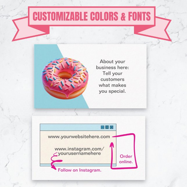 Customisable Doughnut Shop Business Card (Customizable Bakery Business Card)