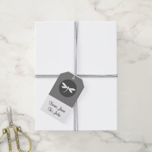 Customisable Dragonfly Colour with Grey BG Design Gift Tags