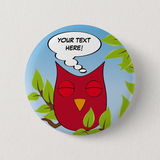 Customisable dreaming owl - multiple colours 6 cm round badge (Front)