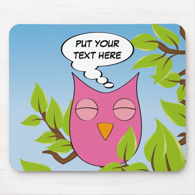 Customisable dreaming owl - multiple colours mouse mat (Front)