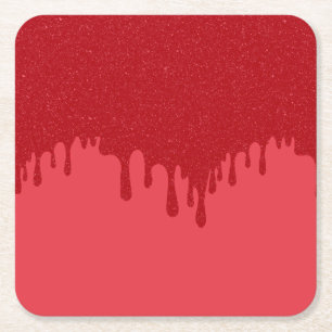 Customisable Drip Texture Tomato Red Paper Coaster