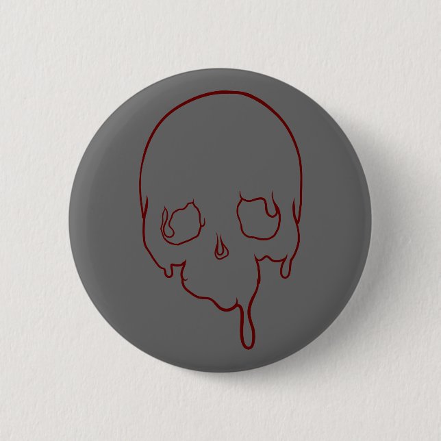 Customisable Dripping Skull Outline 6 Cm Round Badge (Front)