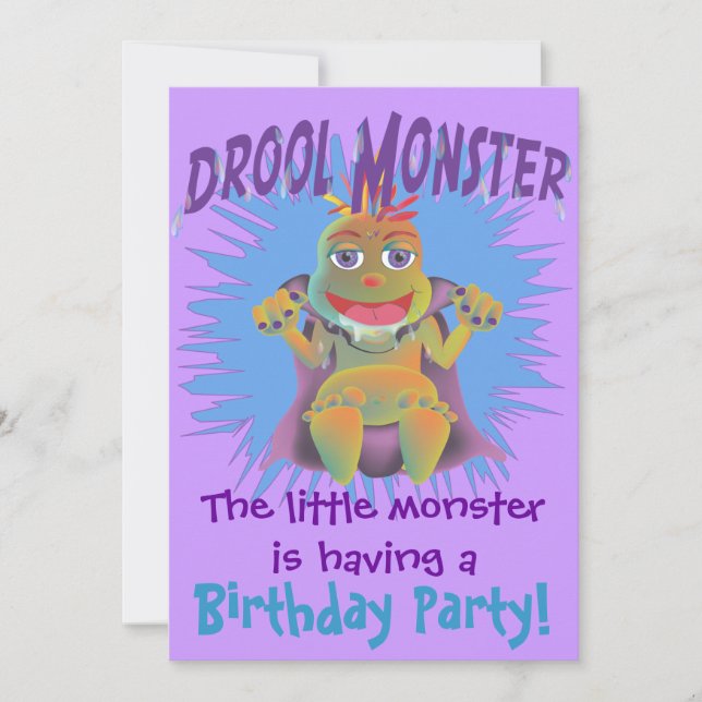 Customisable Drool Monster Birthday Invitations (Front)