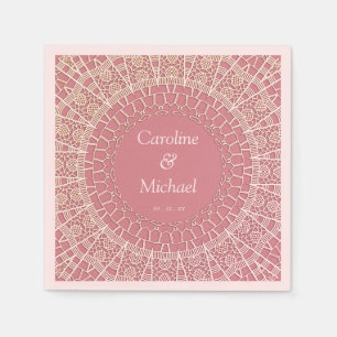 Customisable Dusty Pink Party Wedding Lace  Napkin