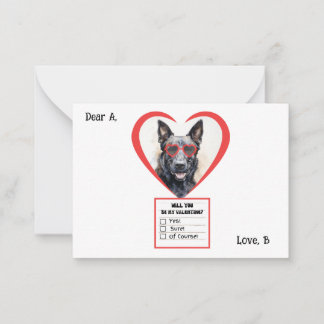 Customisable Dutch Shepherd Valentine Note  Card
