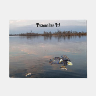 Customisable Eagle Bass Fishing at Sunset Doormat