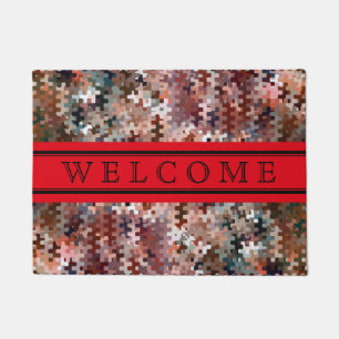 Customisable Earth Toned Multicolored Pattern Doormat