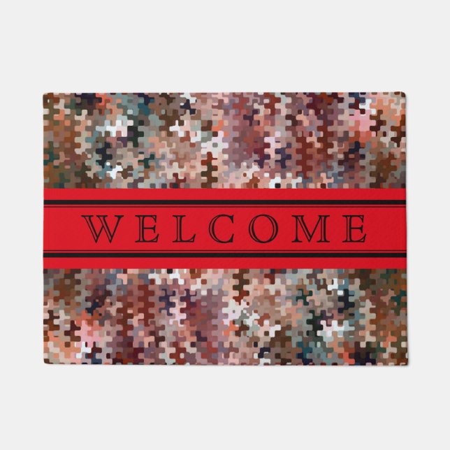 Customisable Earth Toned Multicolored Pattern Doormat (Front)