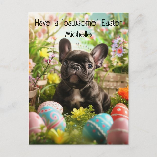  Customisable🐶 Easter Joy with Furry Friends Postcard (Front)