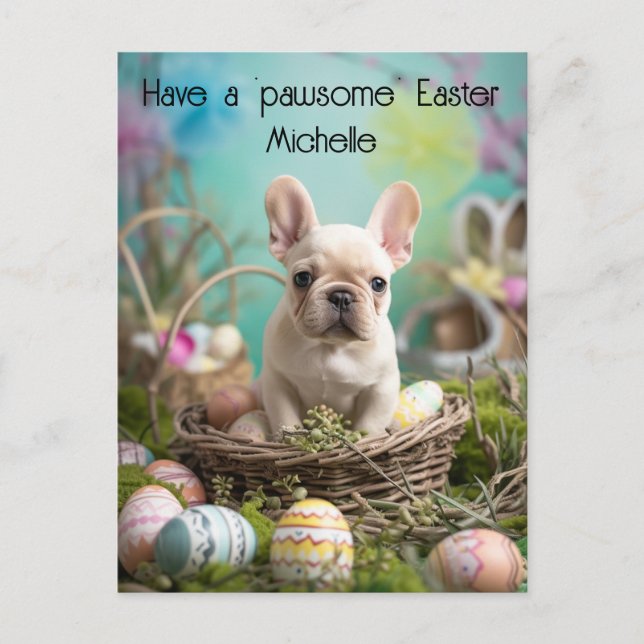  Customisable🐶 Easter Joy with Furry Friends Postcard (Front)