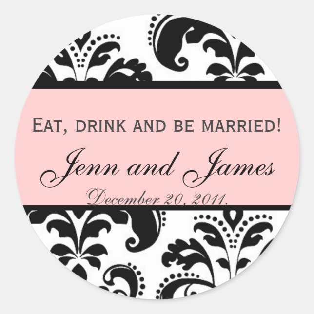 Customisable Eat, Drink, and be Married Pink Seal (Front)