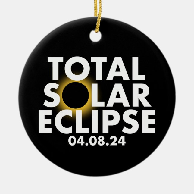 Customisable Eclipse 2024  Ceramic Tree Decoration (Front)