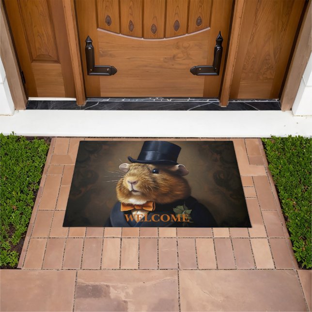 Customisable Edwardian Guinea Pig Gentleman Doormat (Outdoor)