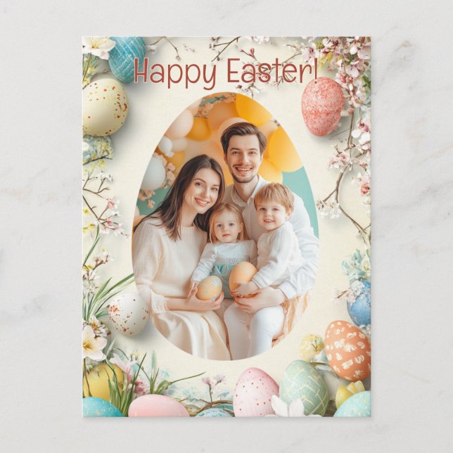 Customisable 🐇Egg-citing Snapshot Greetings Holiday Postcard (Front)