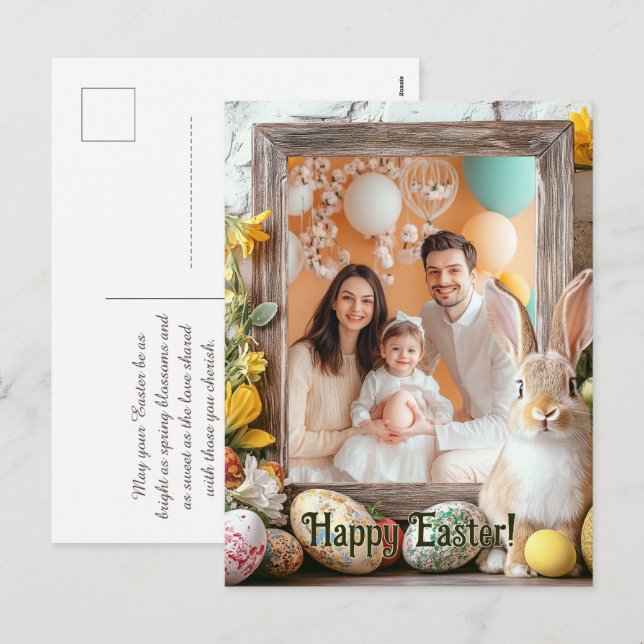 Customisable 🐇Egg-citing Spring Bunnygram Holiday Postcard (Front/Back)
