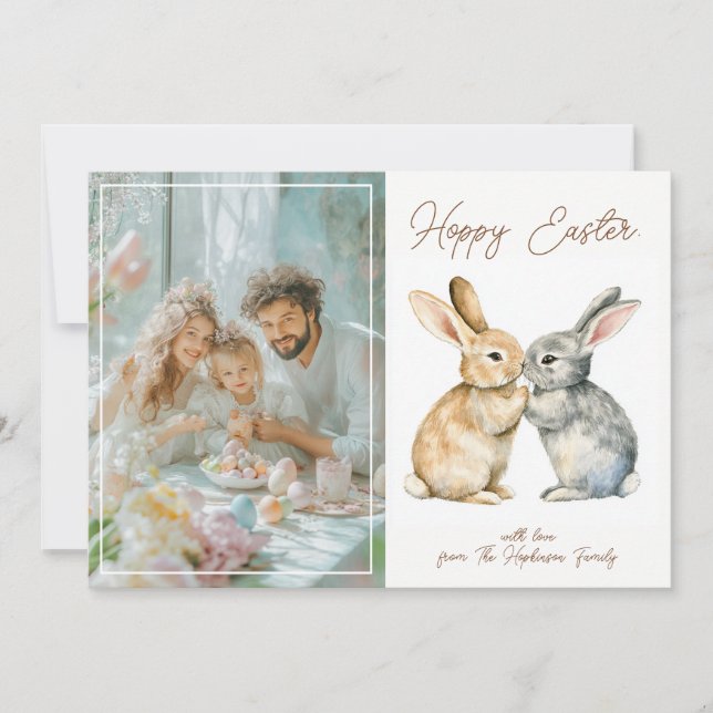 Customisable 🐇Egg-stra Cute Hoppy Easter Holiday Card (Front)