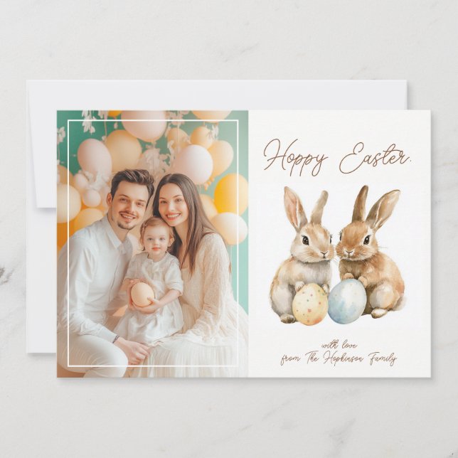 Customisable 🐇Egg-stra Cute Hoppy Easter Holiday Card (Front)