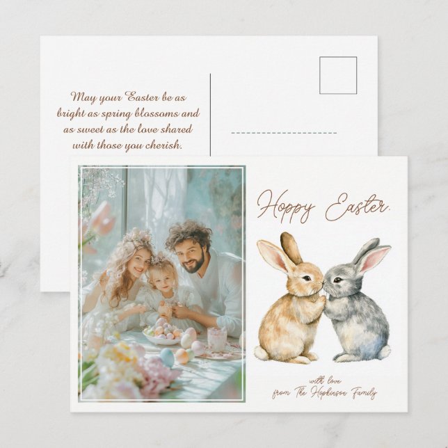 Customisable 🐇Egg-stra Cute Hoppy Easter Holiday Postcard (Front/Back)