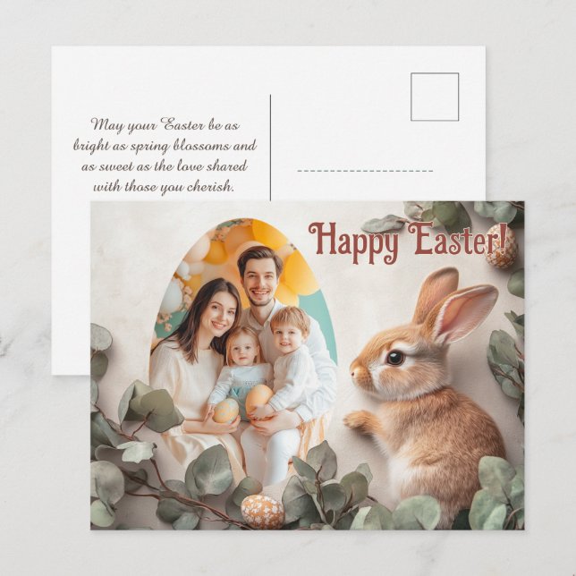 Customisable 🐇Egg-stra Delightful Holiday Postcard (Front/Back)