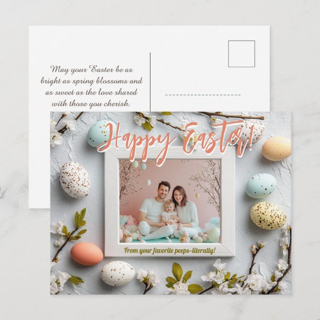 🐰🥚🌸Customisable Egg-stravagant Easter Greetings Holiday Postcard (Front/Back)