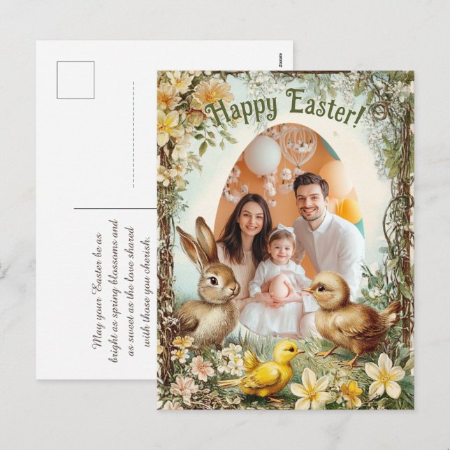Customisable 🐇Egg-tastic Easter Snapshot Holiday Postcard (Front/Back)
