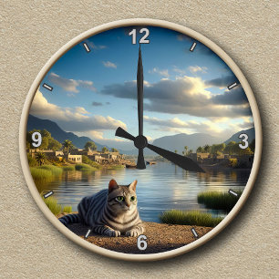 Customisable Egyptian Mau Cat Round Clock