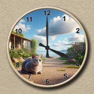 Customisable Egyptian Mau Cat Round Clock