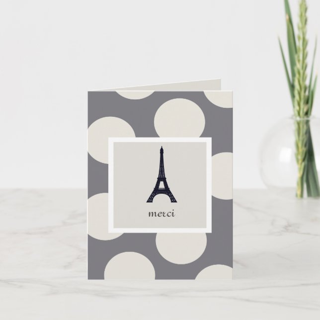 Customisable Eiffel Tower Merci Thank You Card (Front)