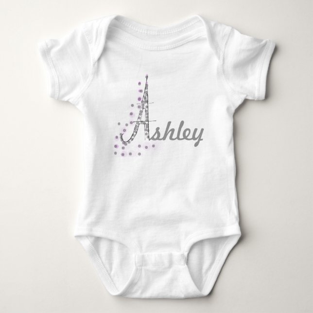 Customisable Eiffel Tower Name Baby Bodysuit (Front)