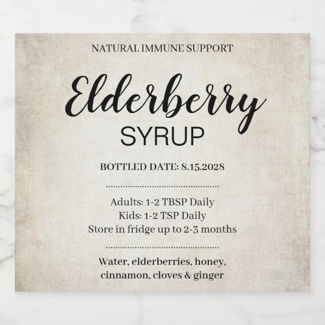 Customisable Elderberry Syrup Label ZEB_03a (Single Label)