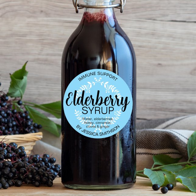 Customisable Elderberry Syrup Round Label ZEB002rd (Creator Uploaded)