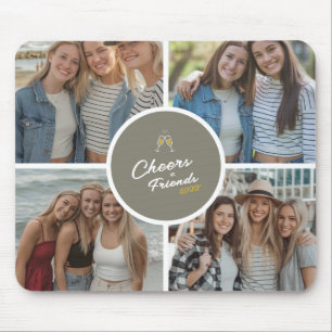 Customisable Elegant Best Friends 4 Photo Collage Mouse Mat