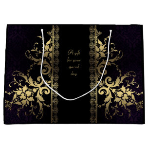 Customisable Elegant Black and Gold Gift Bag