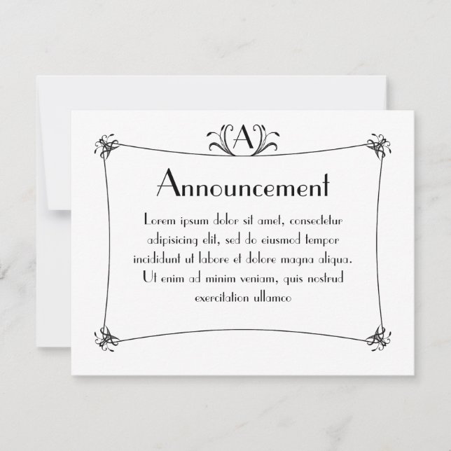 Customisable Elegant Border With Monogram Announcement (Front)