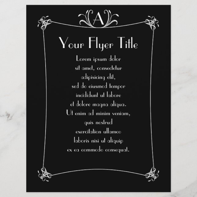 Customisable Elegant Border With Monogram Flyer (Front)