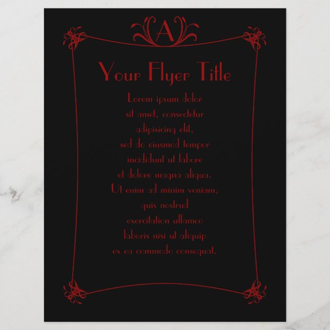 Customisable Elegant Border With Monogram Flyer (Front)