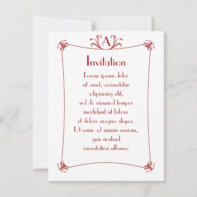 Customisable Elegant Border With Monogram Invitation (Front)