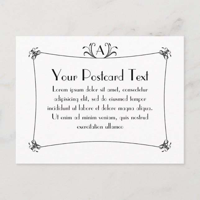Customisable Elegant Border With Monogram Postcard (Front)
