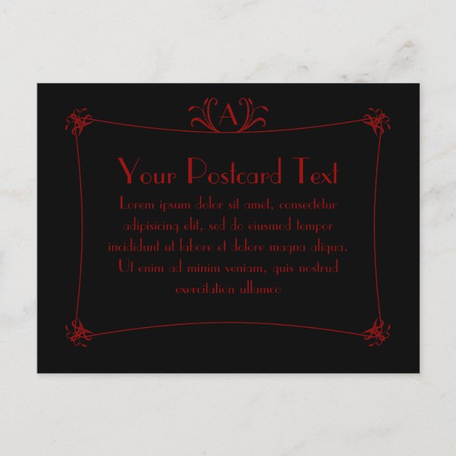 Customisable Elegant Border With Monogram Postcard (Front)