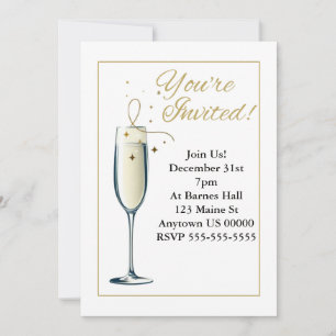 Customisable Elegant Champagne Glass Invitations