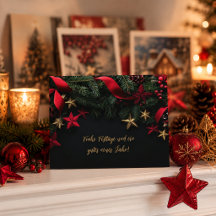 Customisable Elegant Christmas Card with Wreath