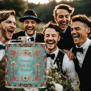 Customisable Elegant Copper Turquoise Frame  Hip Flask