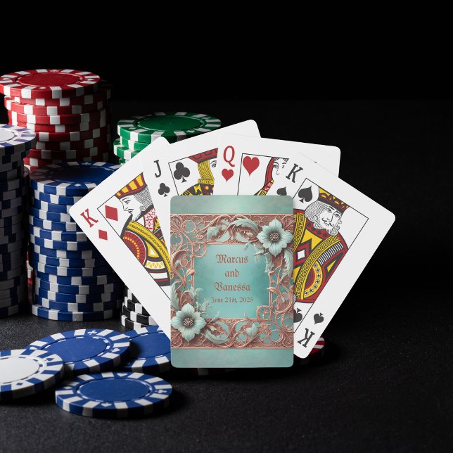 Customisable Elegant Copper Turquoise Frame  Playing Cards (Creator Uploaded)