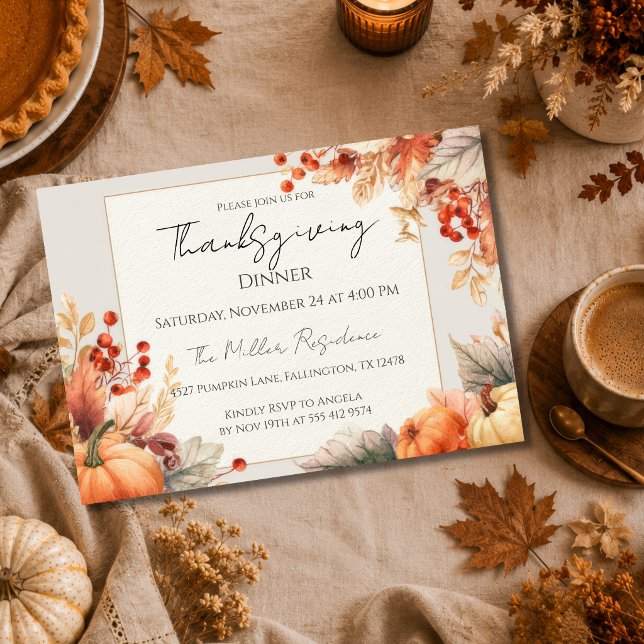 Customisable elegant Fall Thanksgiving Invitation (Creator Uploaded)