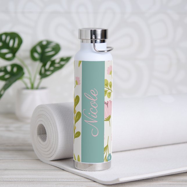 Customisable Elegant Floral  Water Bottle (Yoga)